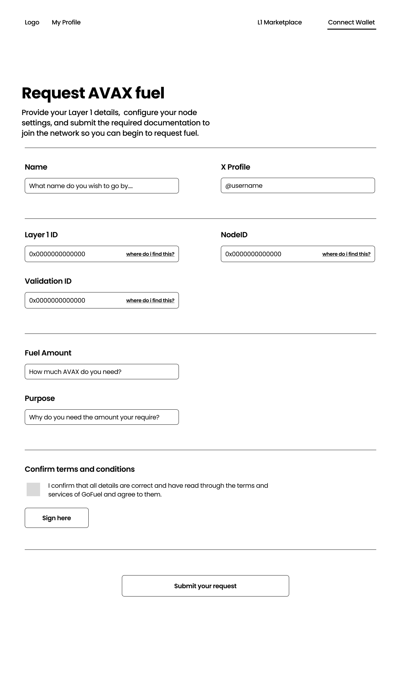 Wireframes for Gas Station UI