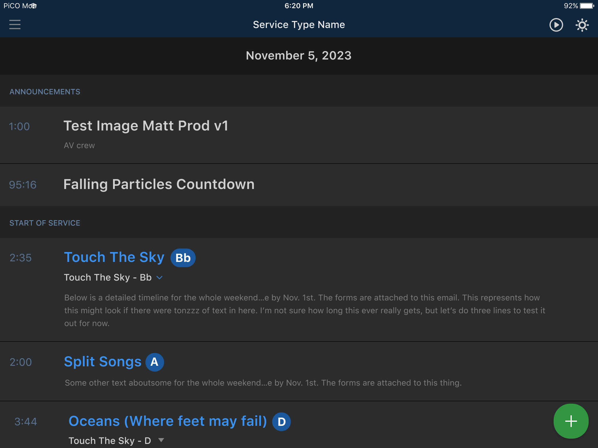 Old layout for MusicStand